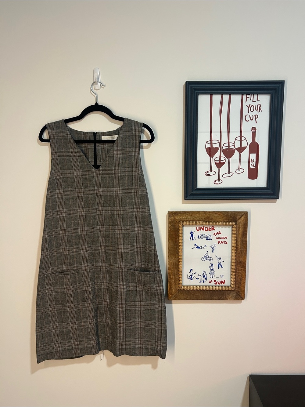 Simons Grey Plaid Sleeveless Shift Dress Size 6